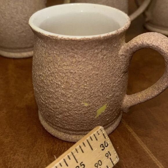 Set Of 5 Beige Textured Ceramic Coffee Mugs - Picture 9 of 14